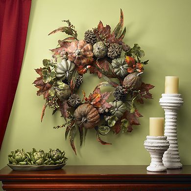 nearly natural 24-in. Pumpkin and Gourd Wreath