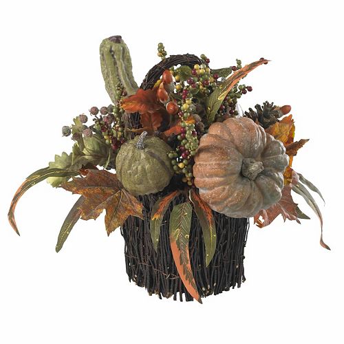 nearly natural Fall Pumpkin and Berry Table Arrangement