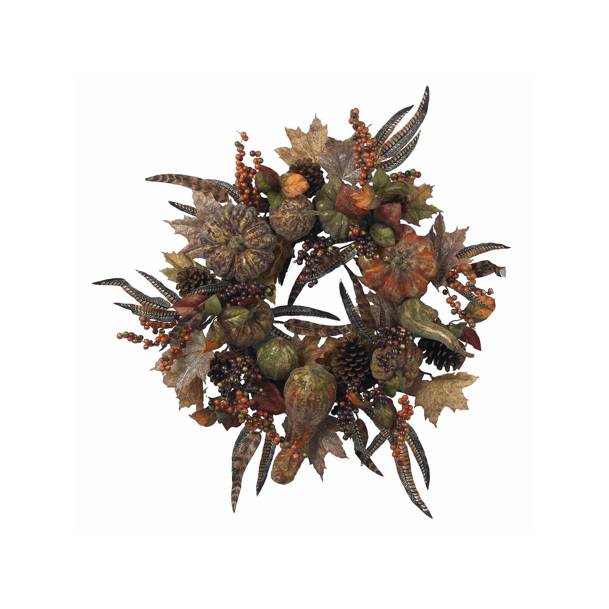 nearly natural 28-in. Autumn Pumpkin Wreath, Orange