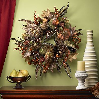 nearly natural 28-in. Autumn Pumpkin Wreath