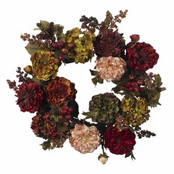 nearly natural 22 in Autumn Hydrangea Peony Wreath