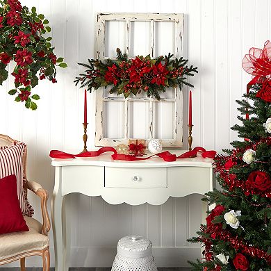 nearly natural Poinsettia and Berry Centerpiece