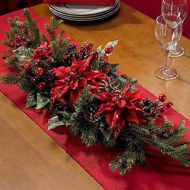 nearly natural Poinsettia and Berry Centerpiece