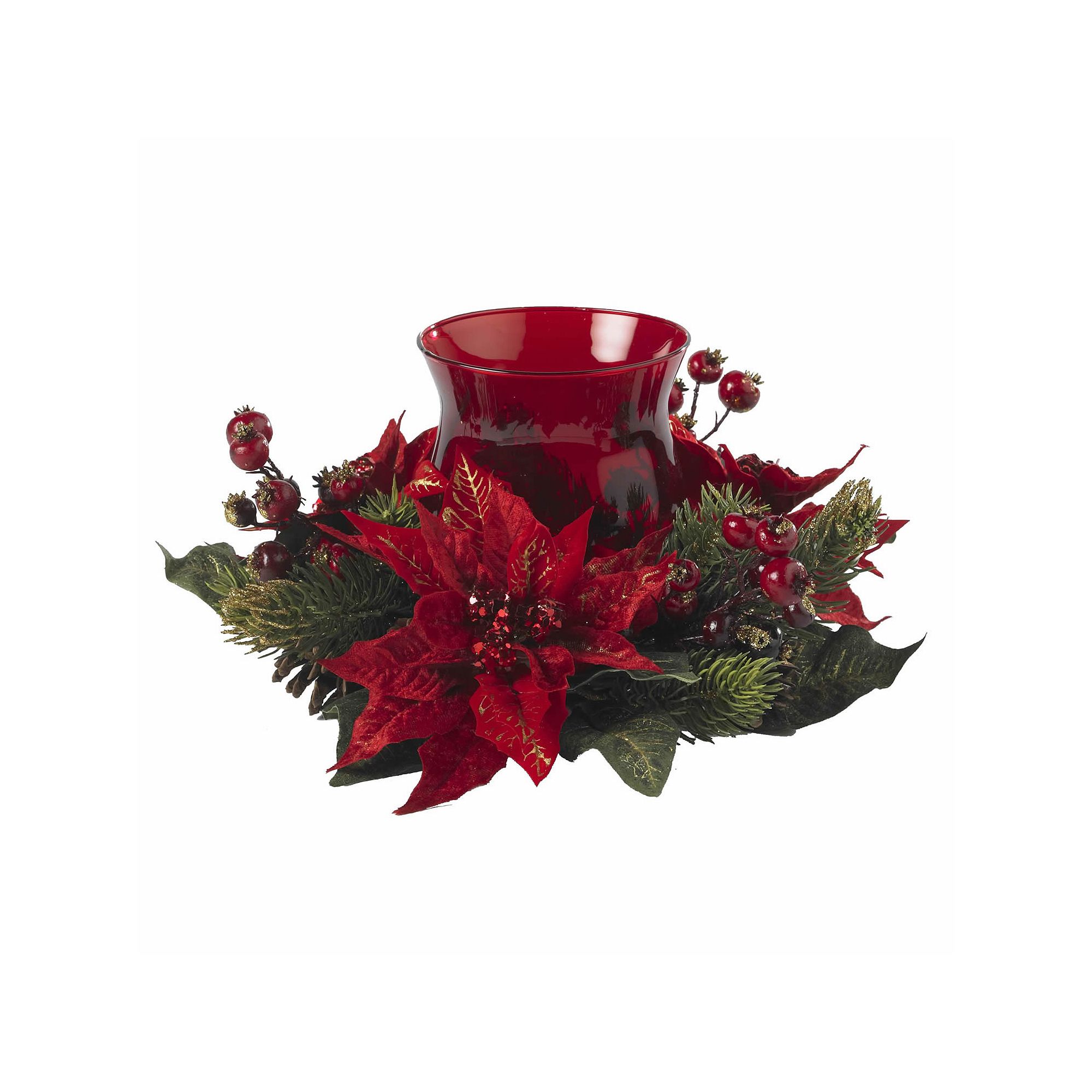 nearly natural Poinsettia & Berry Candleabrum, Red