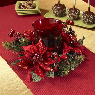 nearly natural Poinsettia and Berry Candleabrum