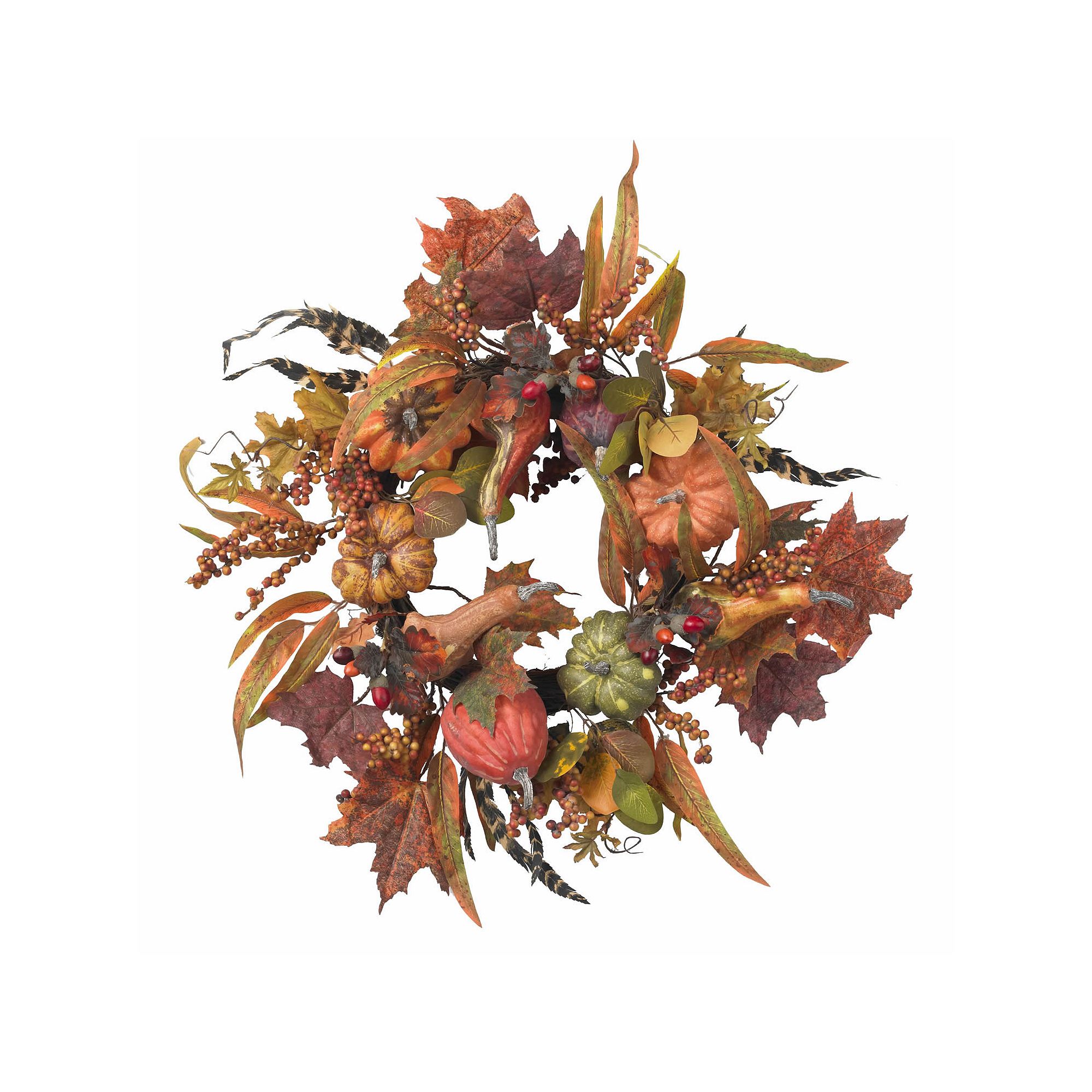 nearly natural 24-in. Pumpkin & Berry Wreath, Orange