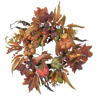 nearly natural 24 in Pumpkin & Berry Wreath