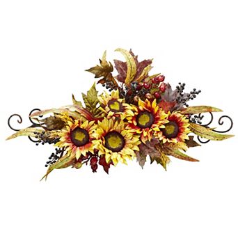 nearly natural Sunflower Swag with Metal Frame