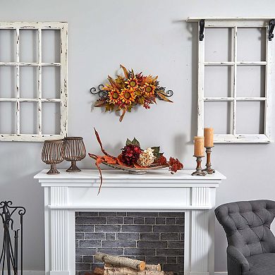 nearly natural Sunflower Swag with Metal Frame