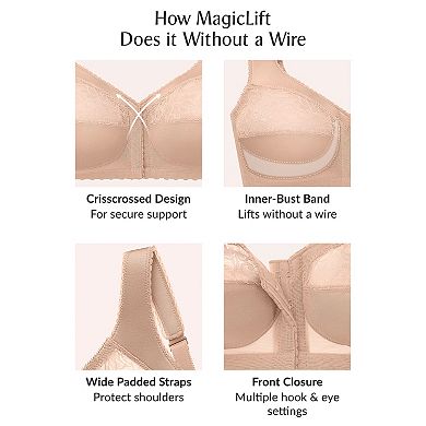 Glamorise Bra: Magic Lift Sheer Lace Unlined Front-Closure Full-Figure Bra 1200