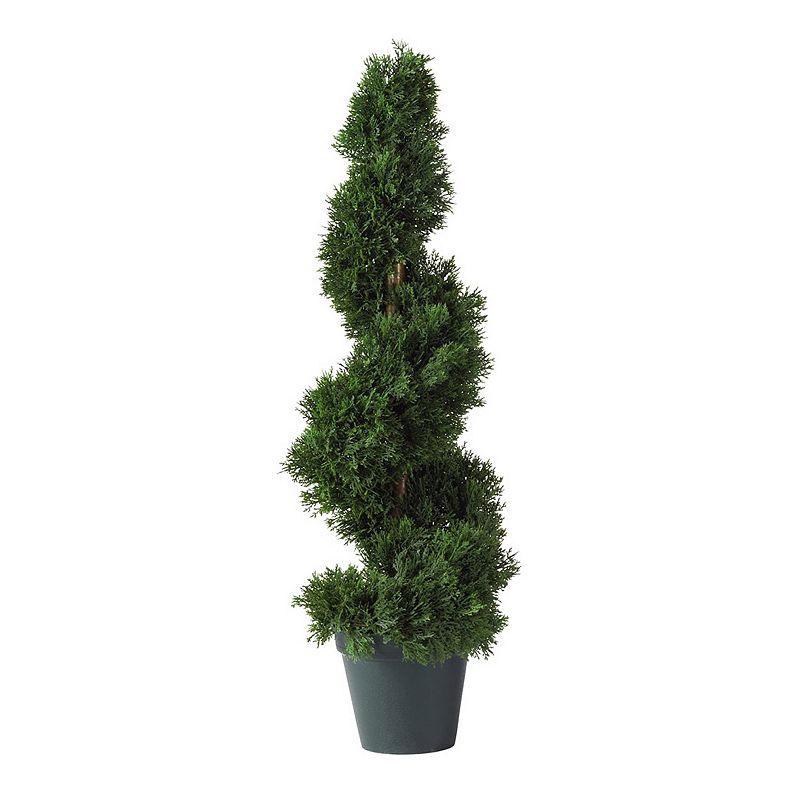 nearly natural 2-ft. Cedar Spiral Silk Tree - Indoor and Outdoor, Green