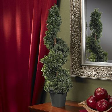 nearly natural 2-ft. Cedar Spiral Silk Tree - Indoor and Outdoor