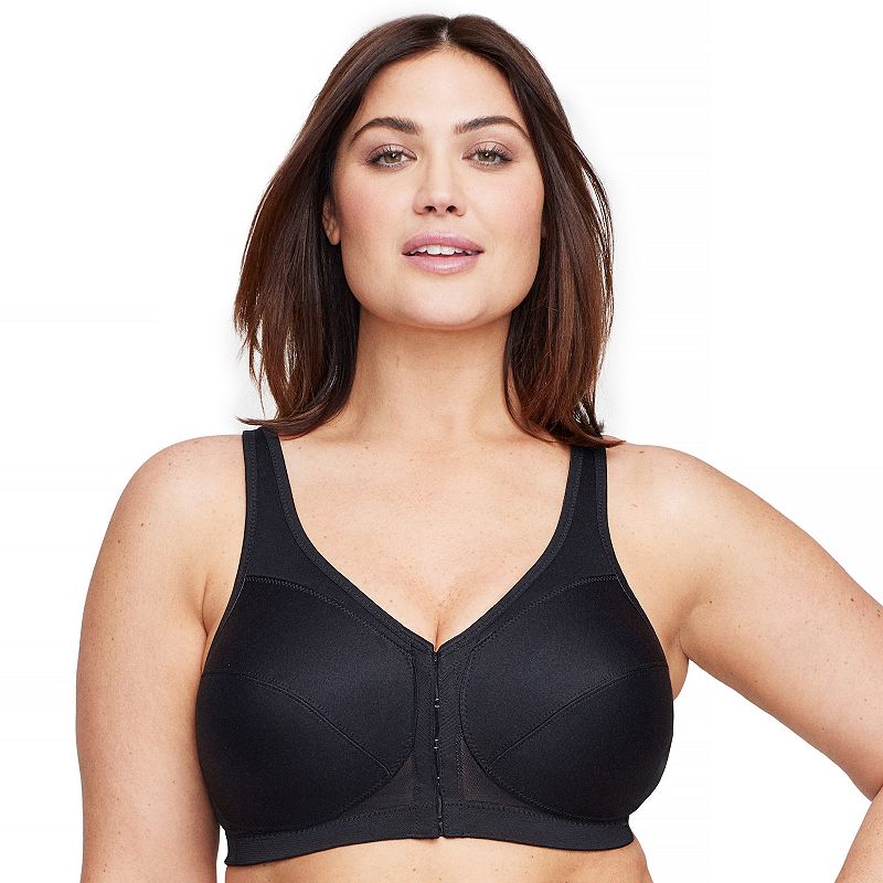 Plus Size Glamorise Full-Figure MagicLift Front Close Posture Back Support Bra 1265, Women's, Size: 48 H, Black