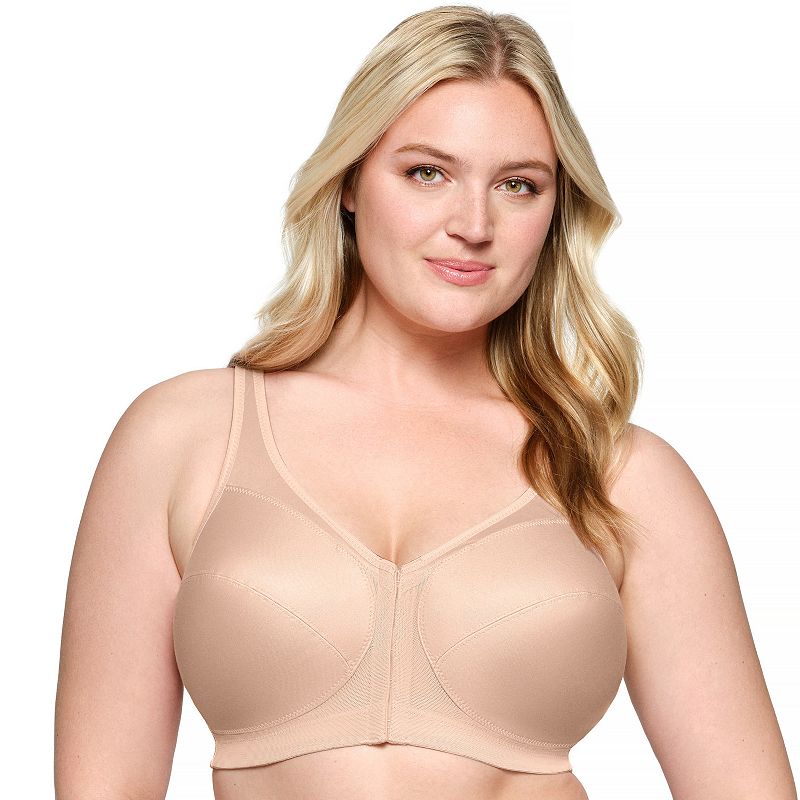 Plus Size Glamorise Full-Figure MagicLift Front Close Posture Back Support Bra 1265, Women's, Size: 52 D, Cafe