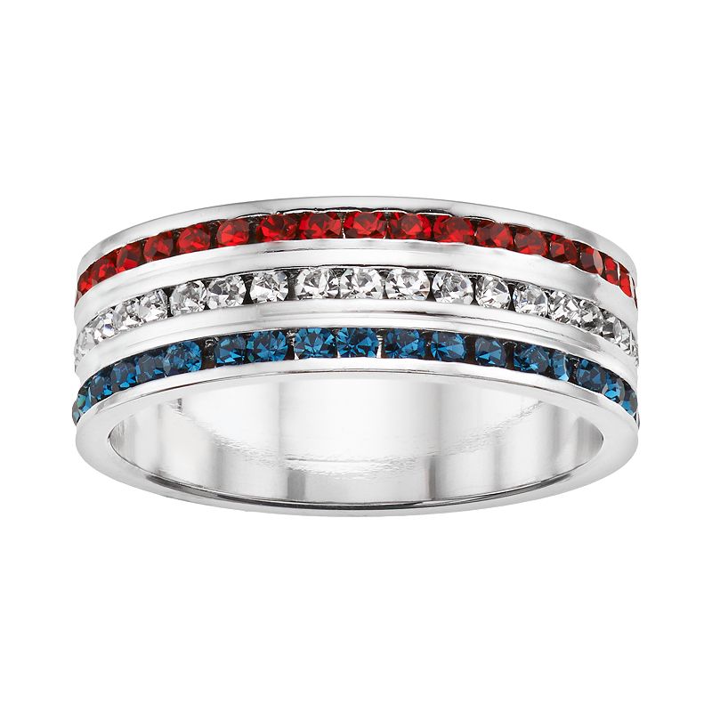 Traditions Jewelry Company Sterling Silver Crystal Eternity Ring, Women's, Size: 5, Red White Blue