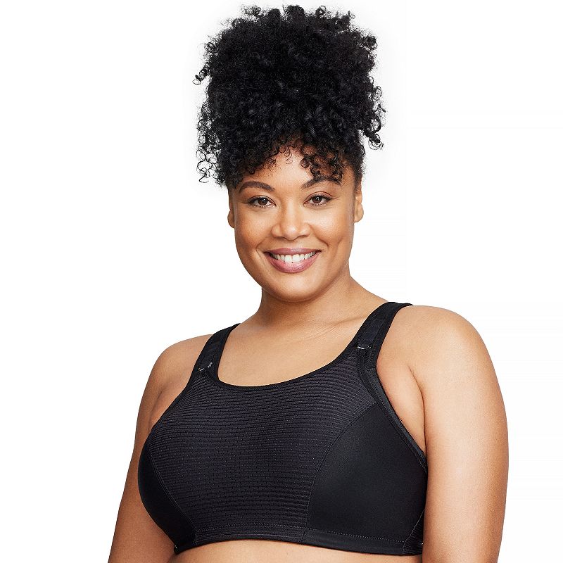 Plus Size Glamorise Full-Figure Adjustable Wireless Sport Bra 1166, Women's, Size: 40 C, Solid Black