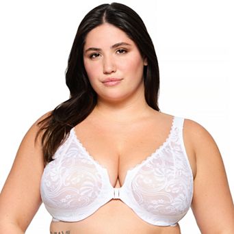 Plus Size Glamorise Full-Figure Wonderwire Front-Close Stretch Lace Bra 9245