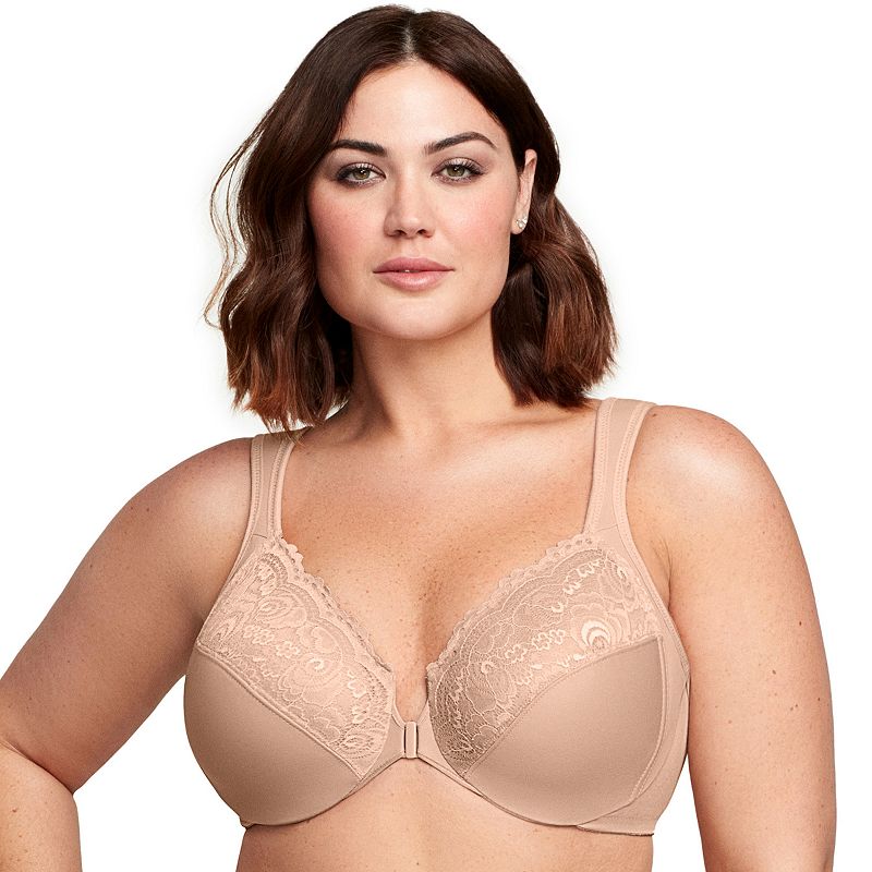 Plus Size Glamorise Full-Figure Wonderwire Front Close Bra 1245, Women's, Size: 50 F, Cafe