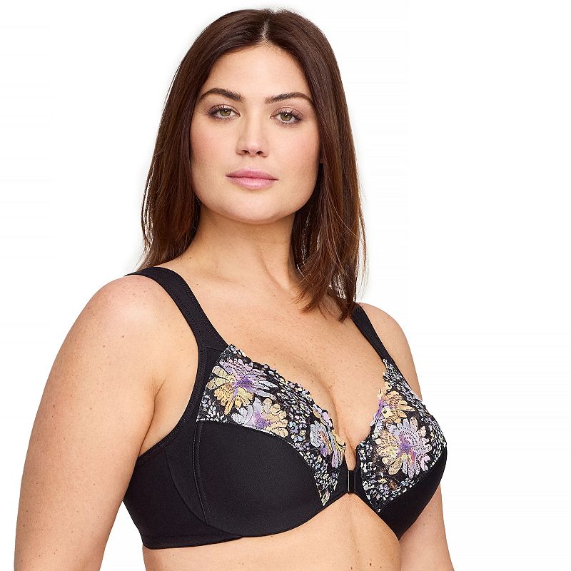 Plus Size Glamorise Full-Figure Wonderwire Front Close Bra 1245, Women's, Size: 50 F, Floral Print