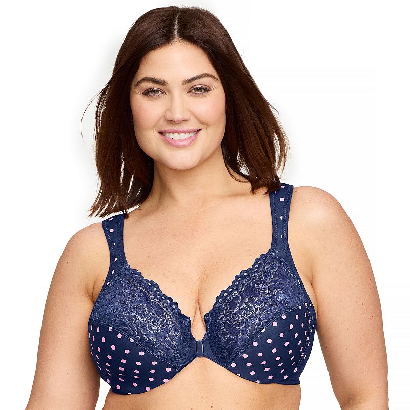 Plus Size Glamorise Full-Figure Wonderwire Front Close Bra 1245, Women's, Size: 34 G, Medieval Blue