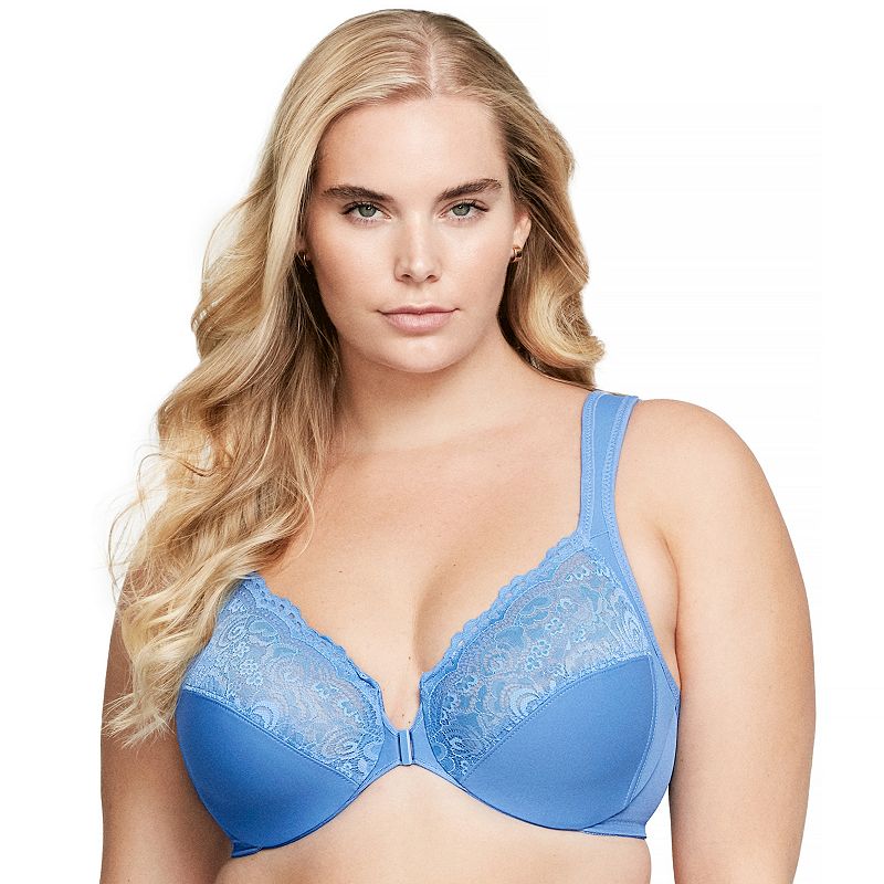 Plus Size Glamorise Full-Figure Wonderwire Front Close Bra 1245, Women's, Size: 40 H, Ultra Marine