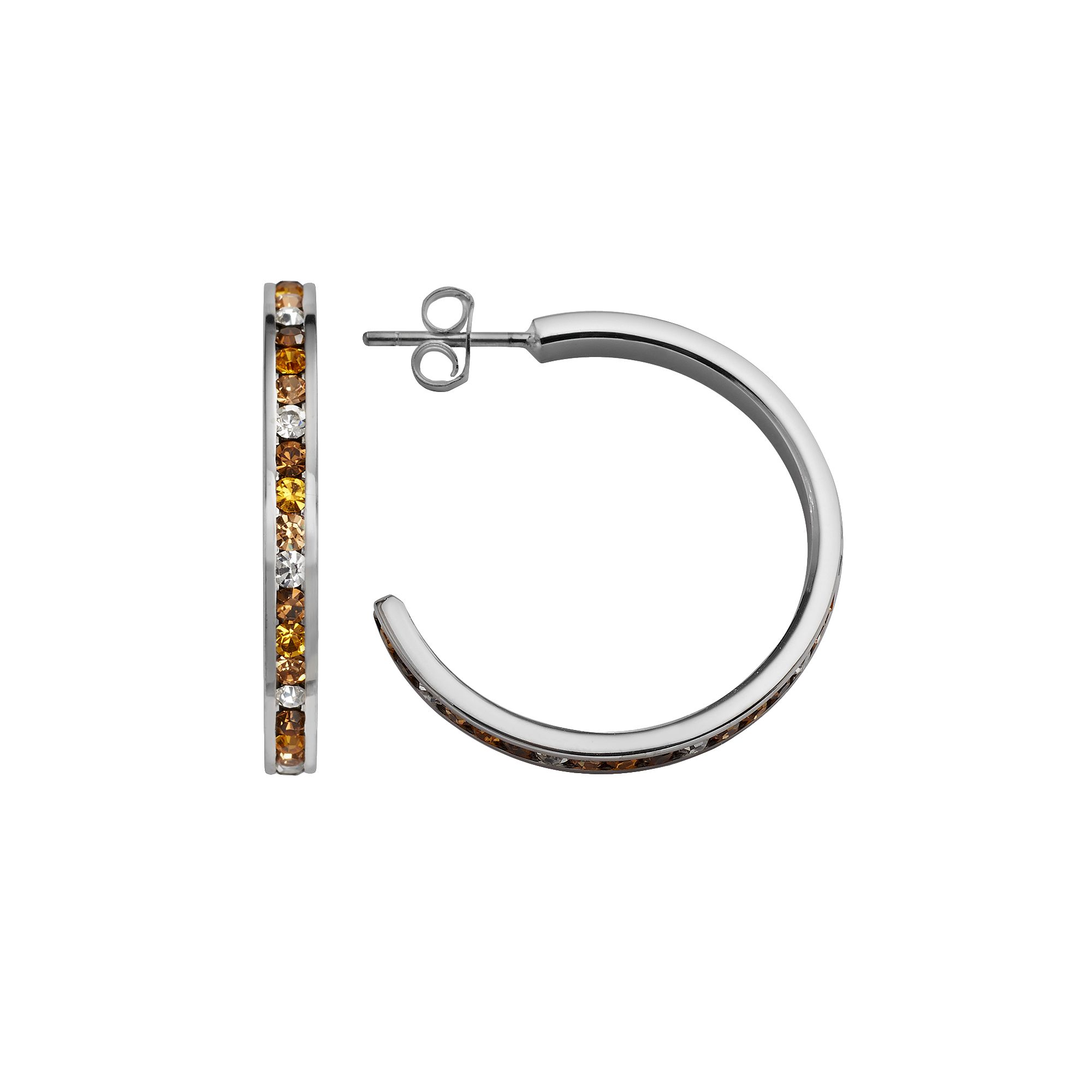 Traditions Jewelry Company Sterling Silver Yellow & White Crystal Hoop Earr