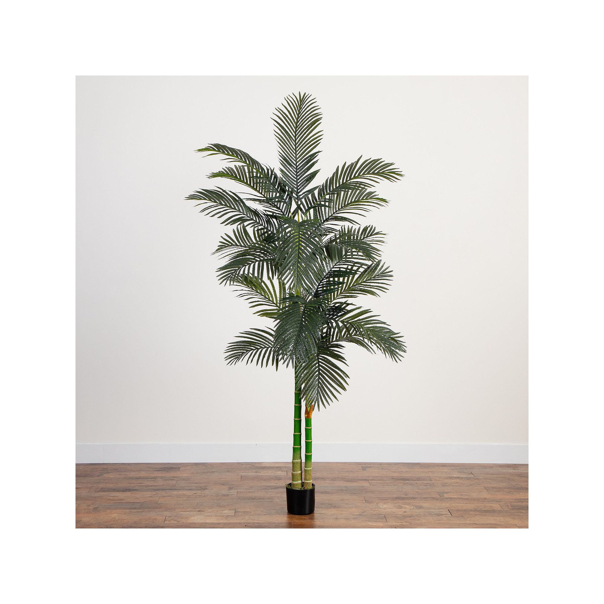 nearly natural 8-ft. Silk Golden Cane Palm Tree, Green