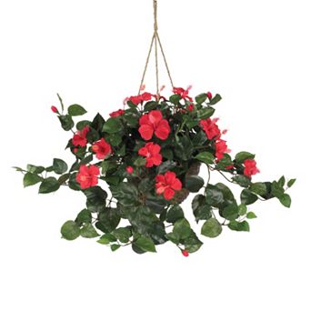 nearly natural Artificial Hibiscus Hanging Basket