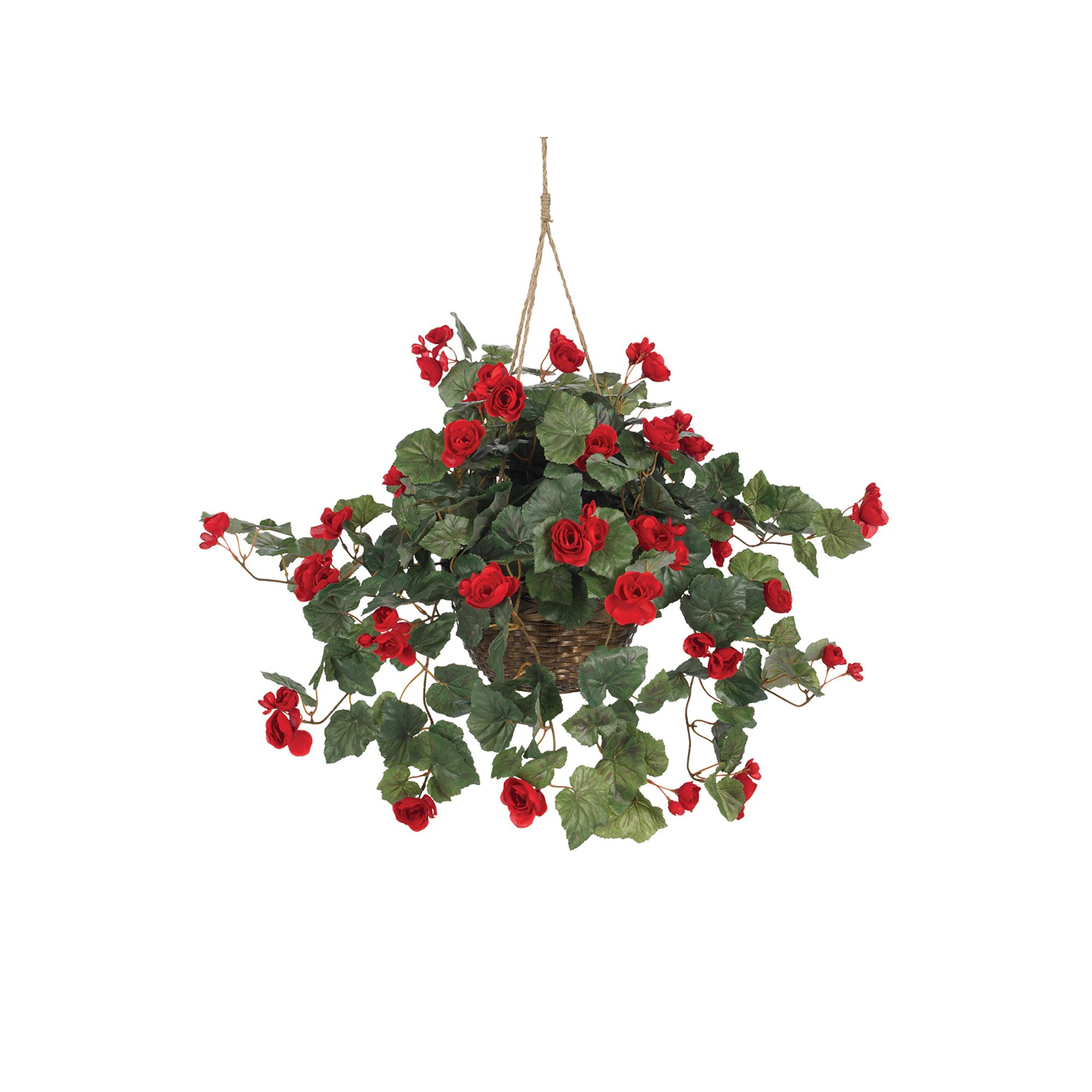 nearly natural Artificial Begonia Hanging Basket, Red
