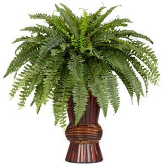 nearly natural Silk Boston Fern Plant in a Decorative Vase