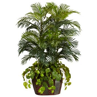 nearly natural Silk 4 1/2-ft. Double Areca & Pothos Plant