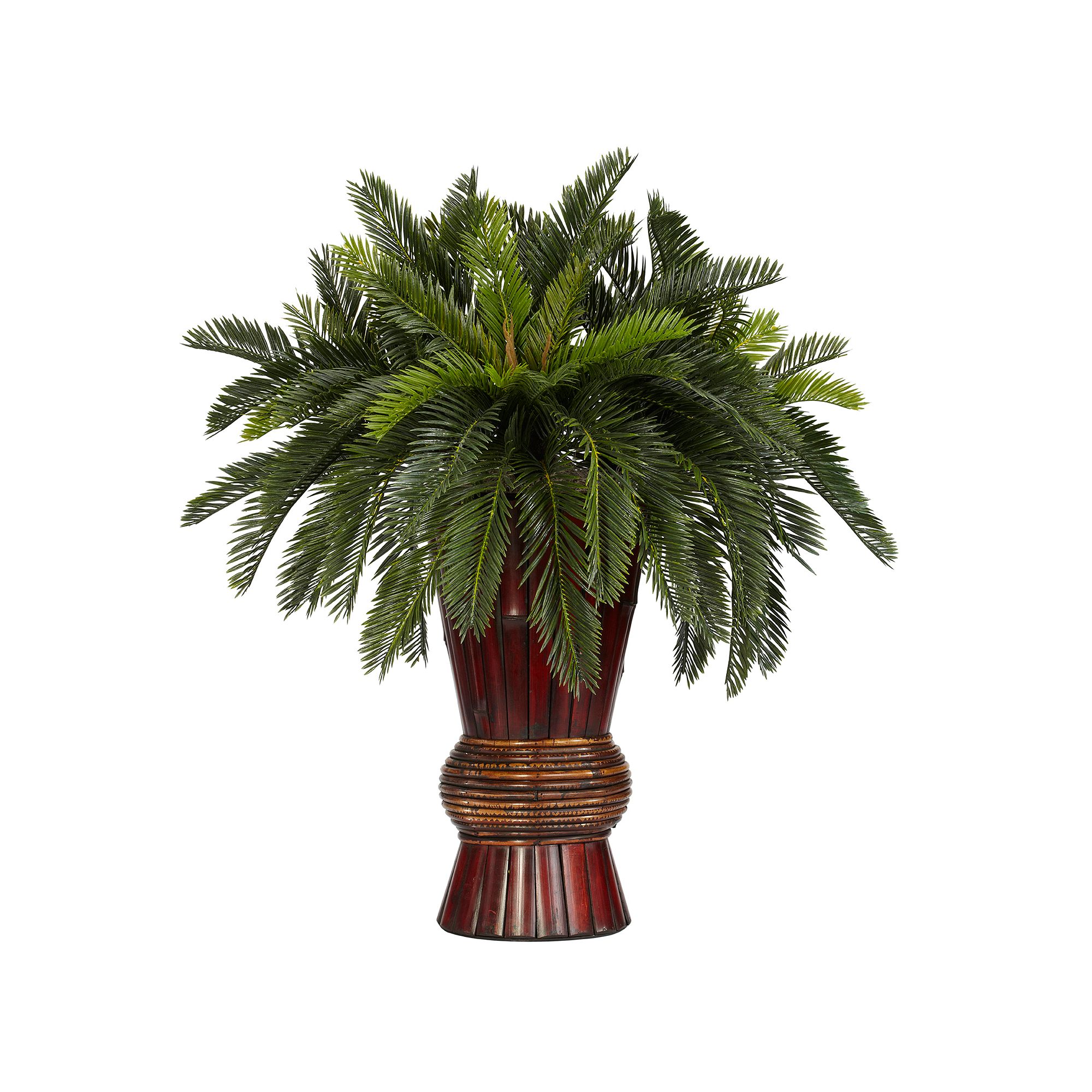 nearly natural Silk Cycas Plant in a Decorative Vase, Green