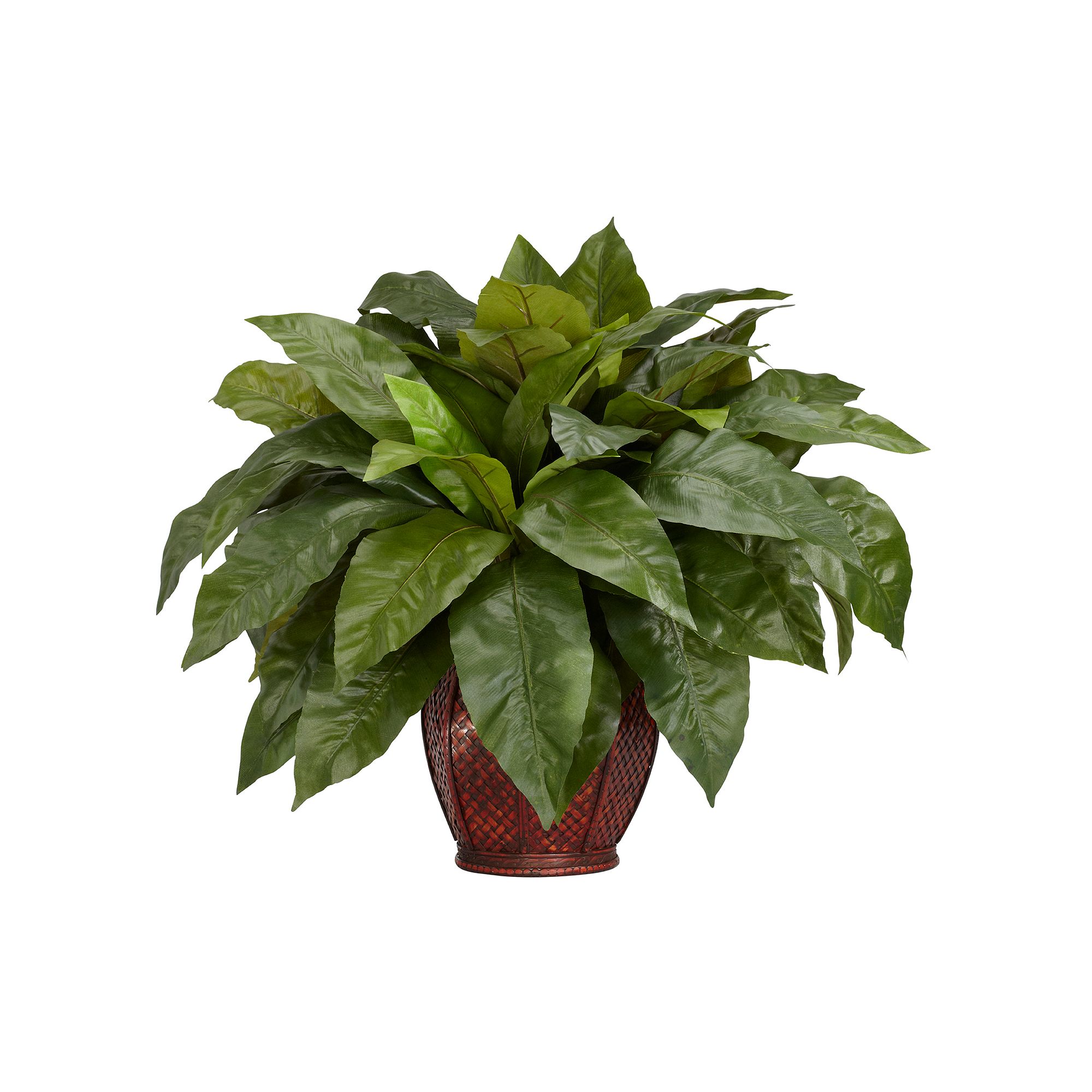 nearly natural Silk Birds Nest Fern Plant in a Vase, Green