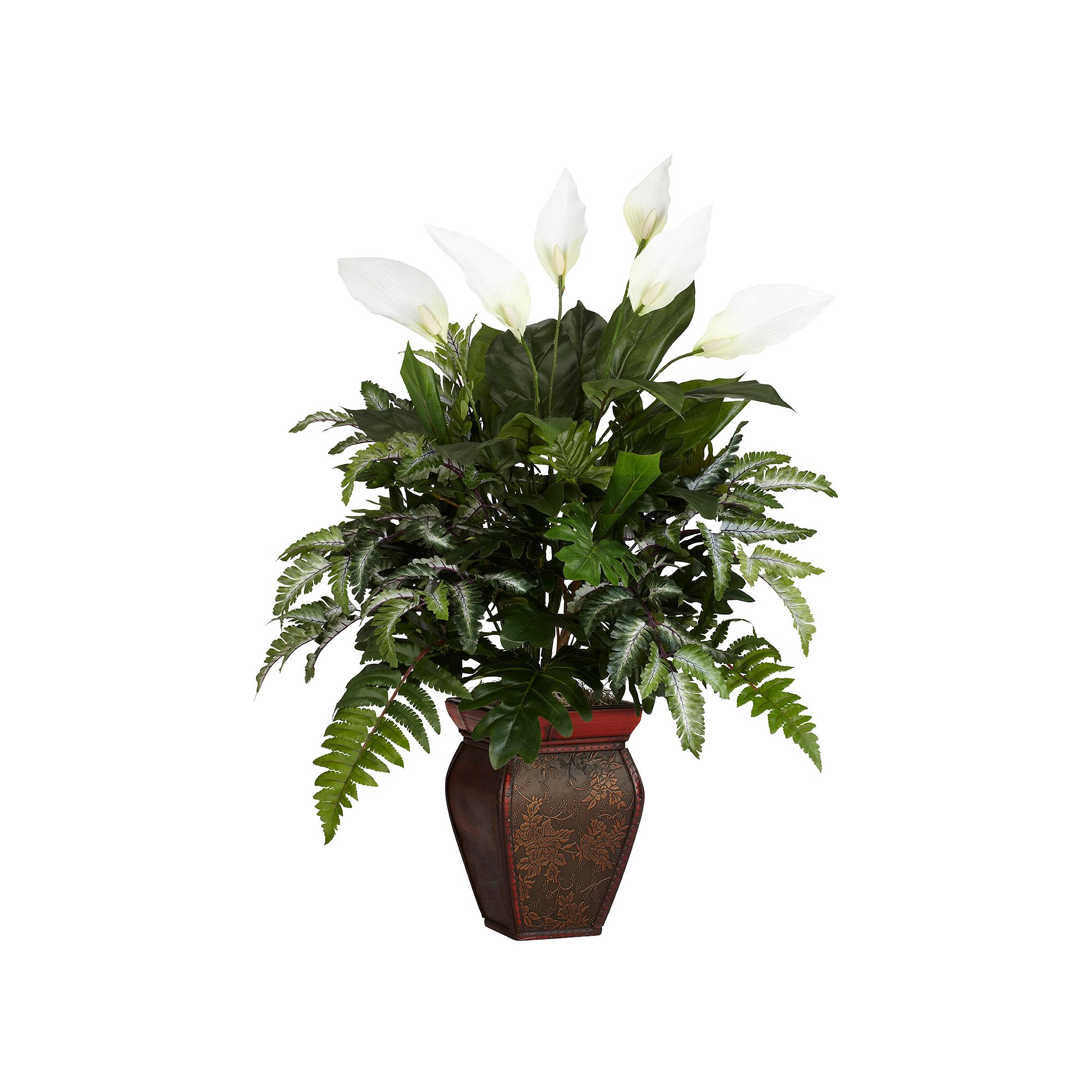 nearly natural Silk Mixed Greens with Spathyfillum Plant