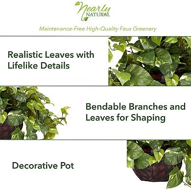 nearly natural Silk Pothos Plant in a Decorative Vase