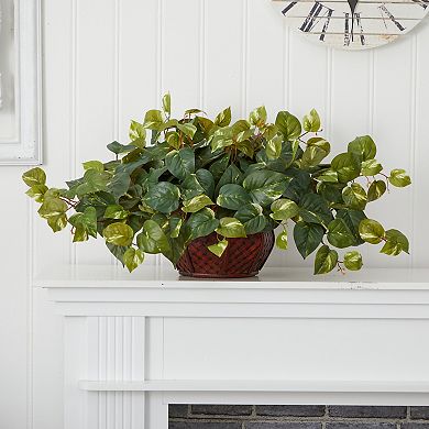 nearly natural Silk Pothos Plant in a Decorative Vase