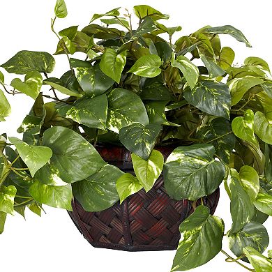 nearly natural Silk Pothos Plant in a Decorative Vase