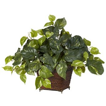 nearly natural Silk Pothos Plant in a Decorative Planter