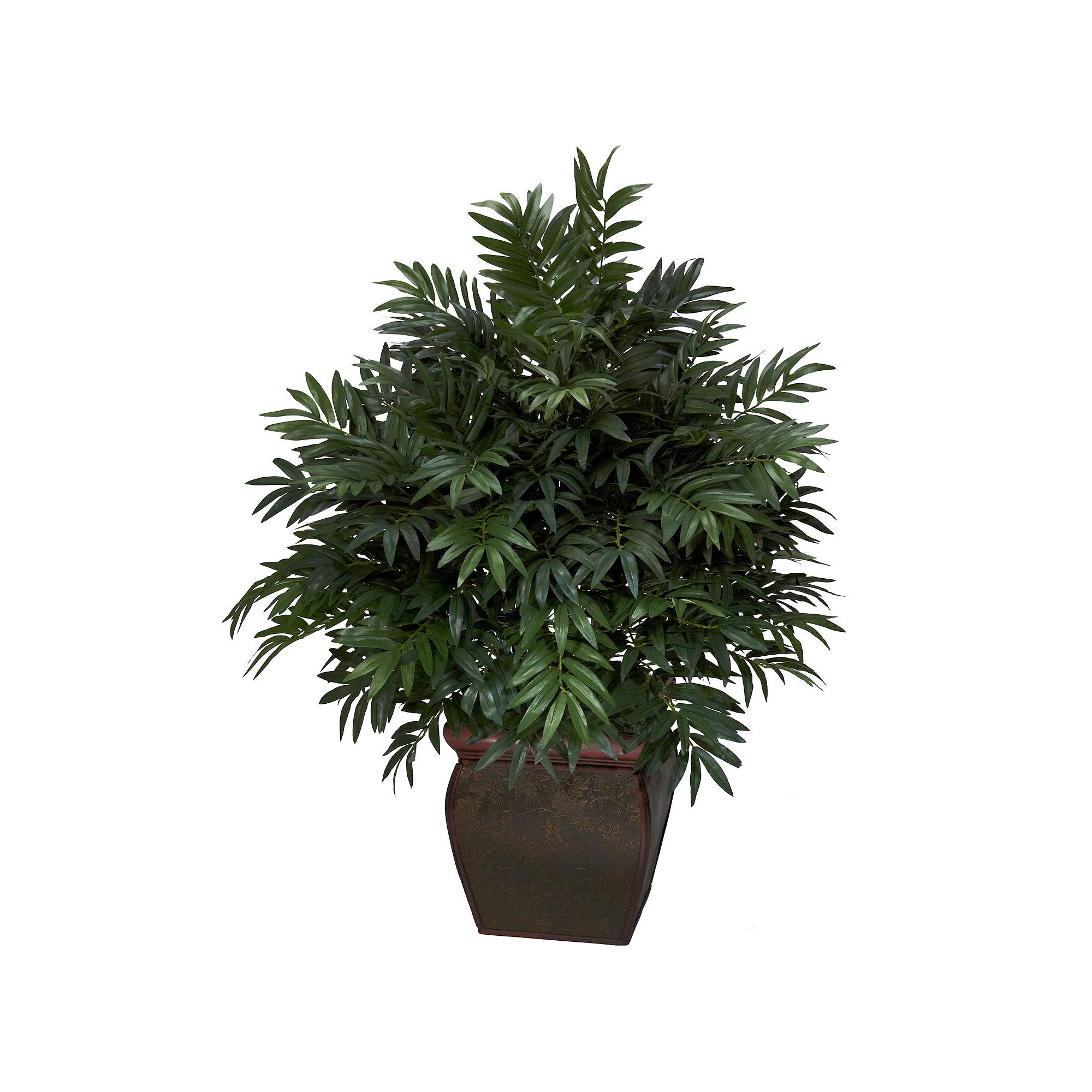 nearly natural Silk Triple Bamboo Palm Plant, Green