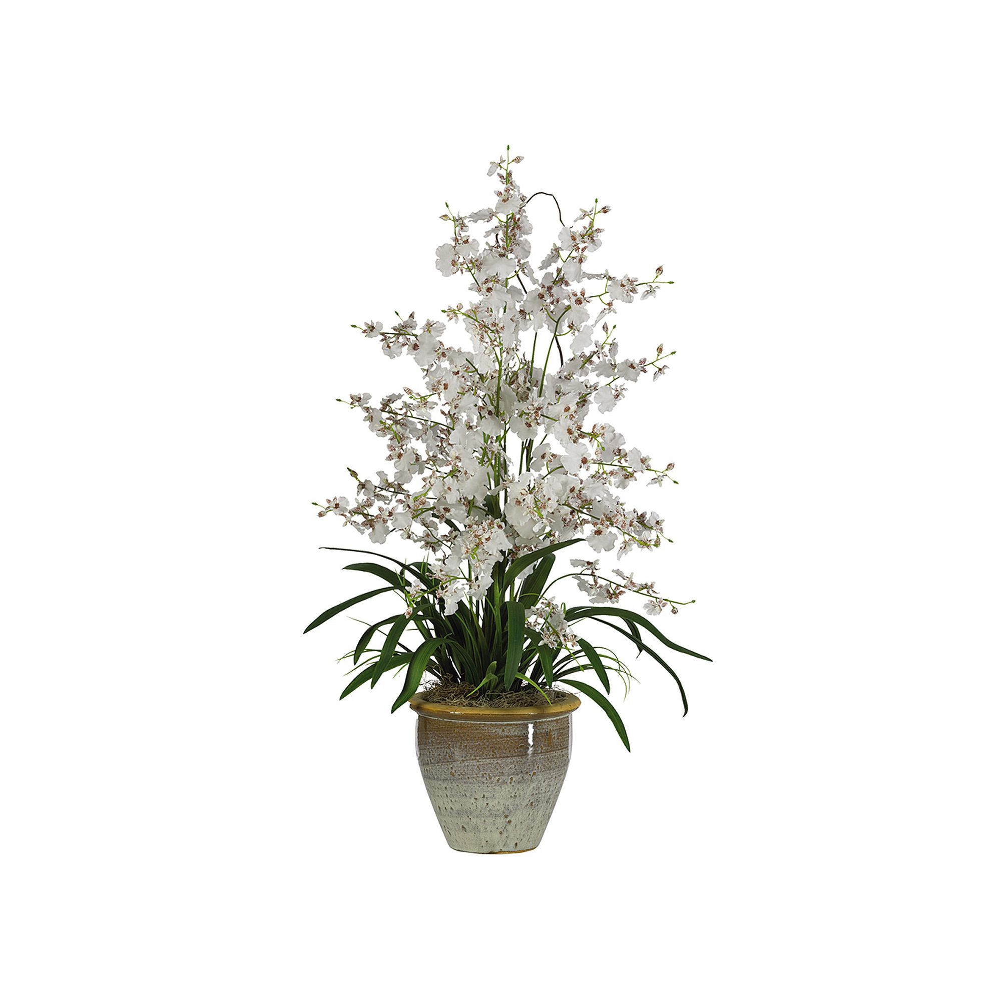 nearly natural Silk Triple Dancing Lady Orchid Floral Arrangement, White