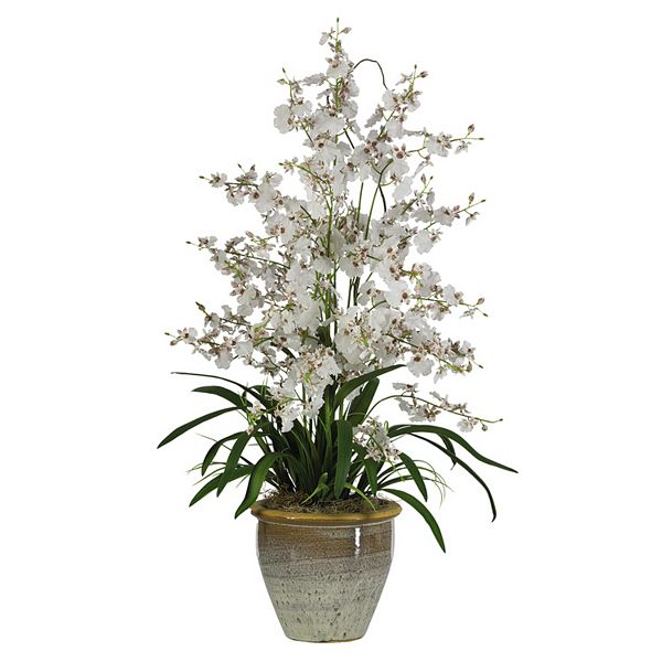 nearly natural Silk Triple Dancing Lady Orchid Floral Arrangement