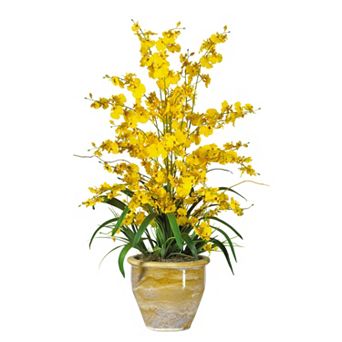 nearly natural Silk Triple Dancing Lady Orchid Floral Arrangement