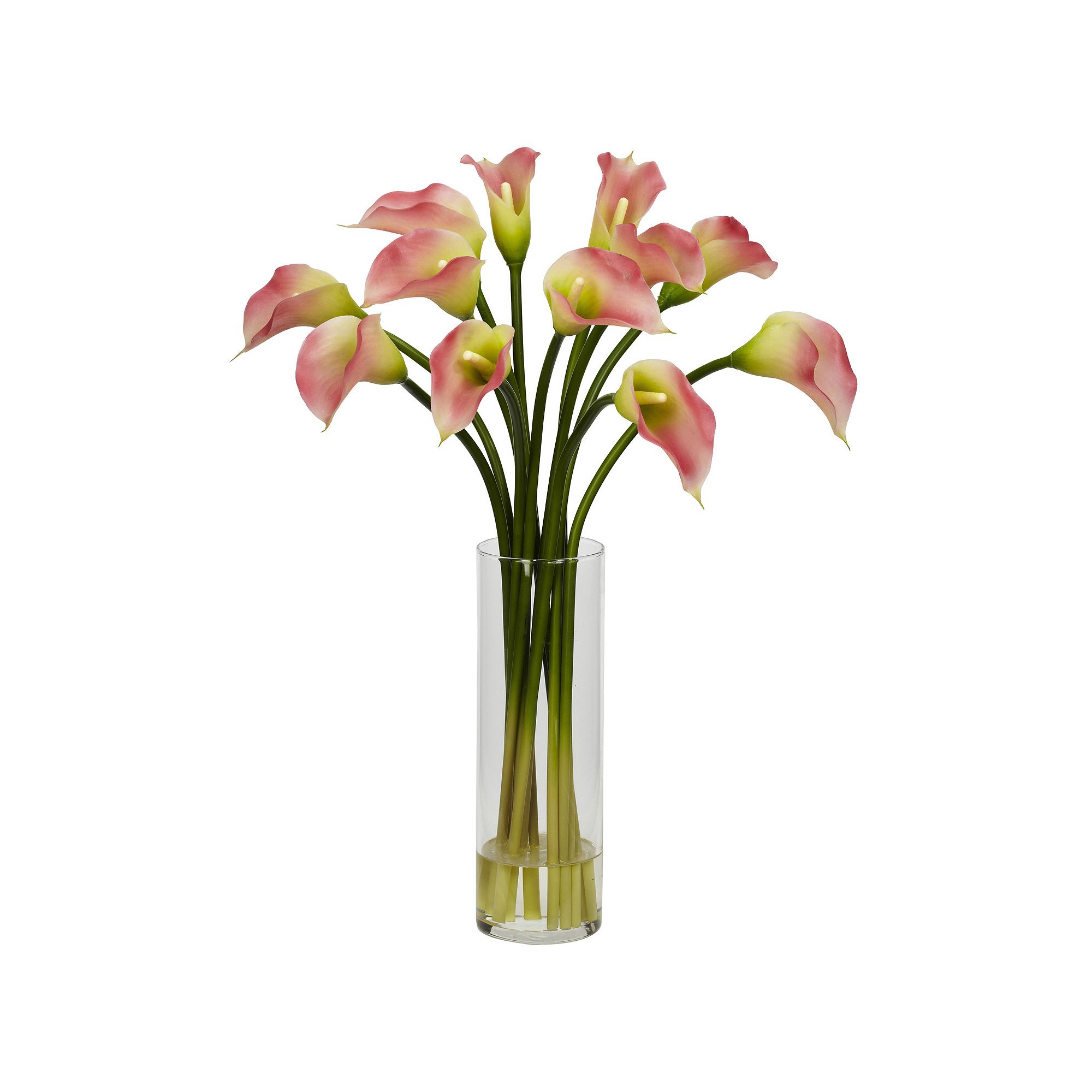 nearly natural Liquid Illusion 20-inch Silk Calla Lily Floral Arrangement, 