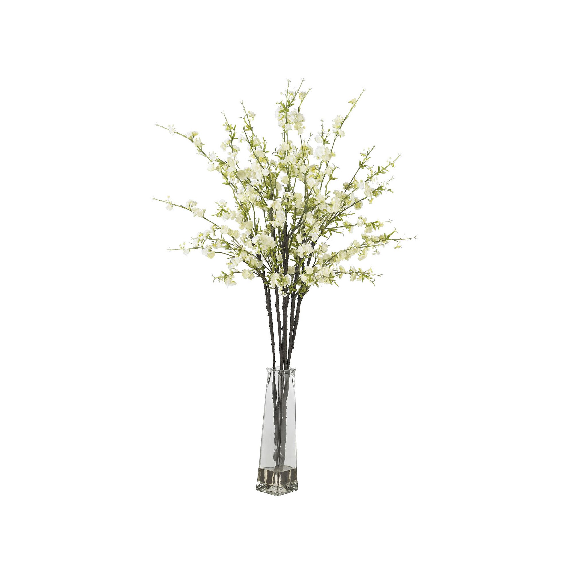 nearly natural Liquid Illusion Silk Cherry Blossom Floral Arrangement, Whit