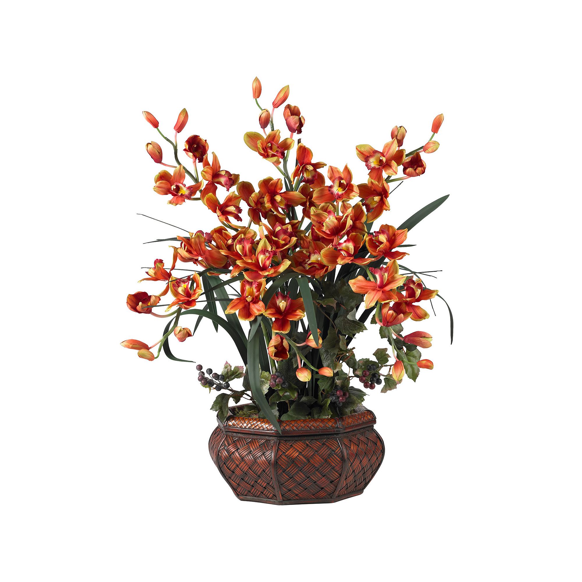 nearly natural Silk Cymbidium Floral Arrangement, Red