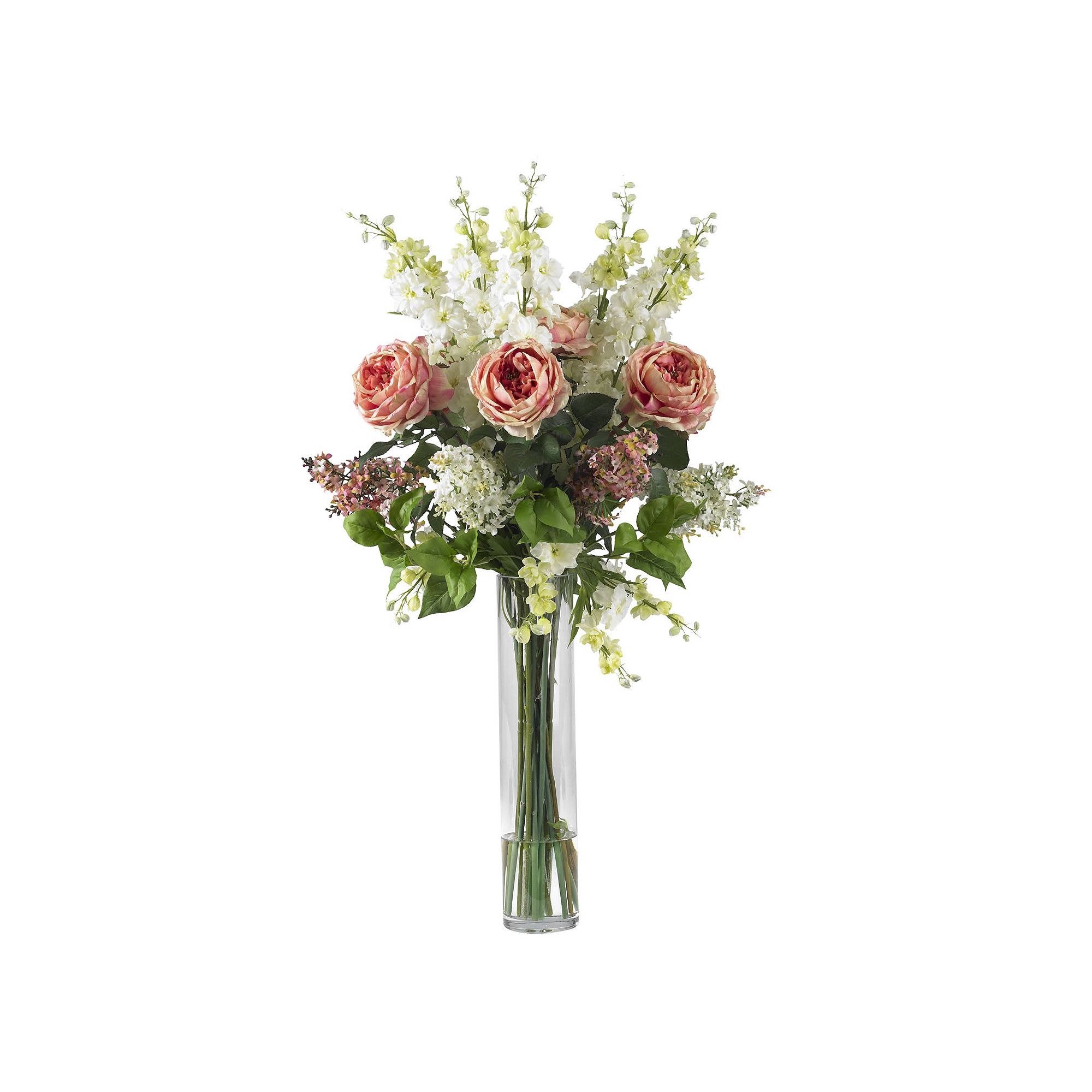 nearly natural Liquid Illusion Silk Rose, Delphinium & Lilac Floral Arrange