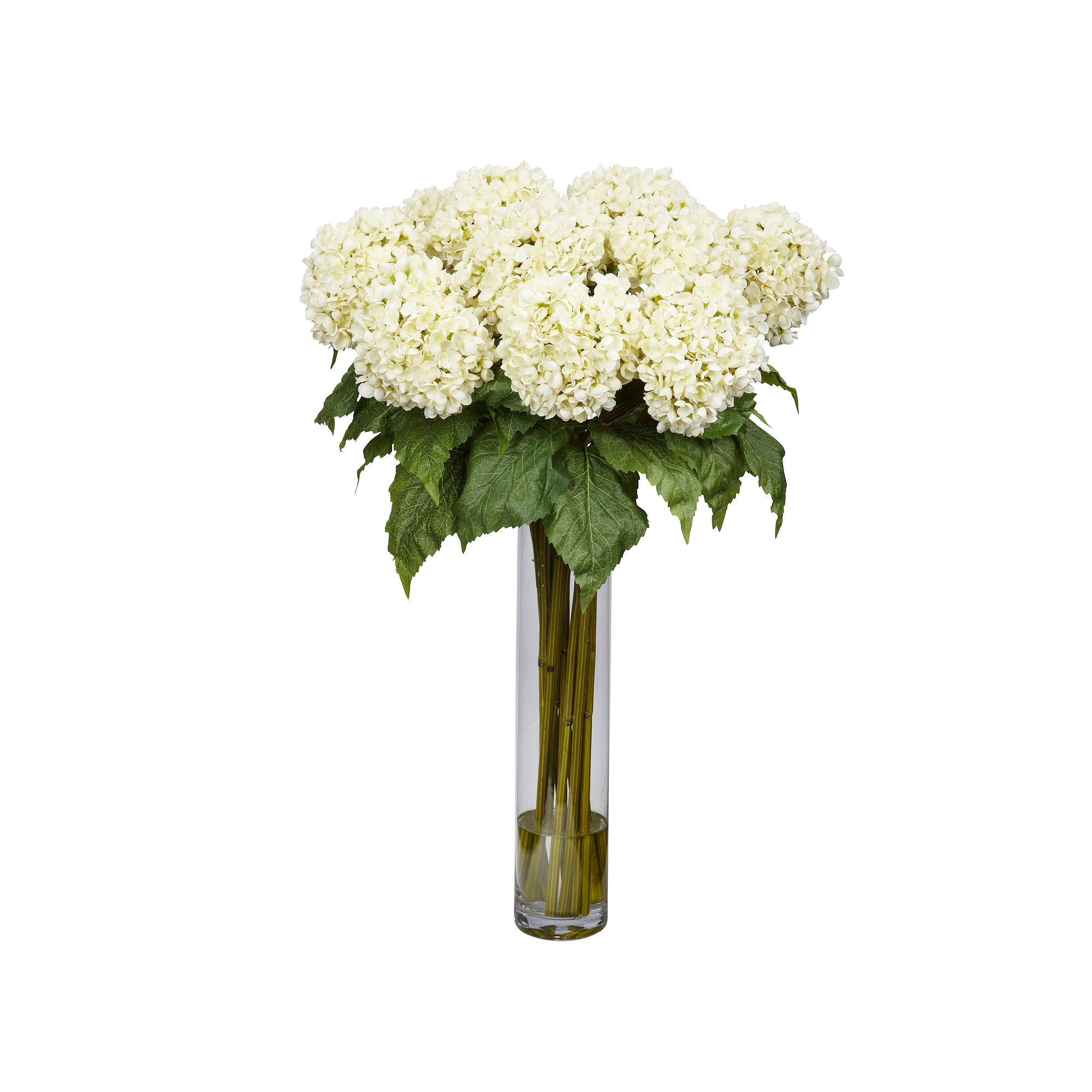 nearly natural Medium Liquid Illusion Silk Hydrangea Floral Arrangement, Wh