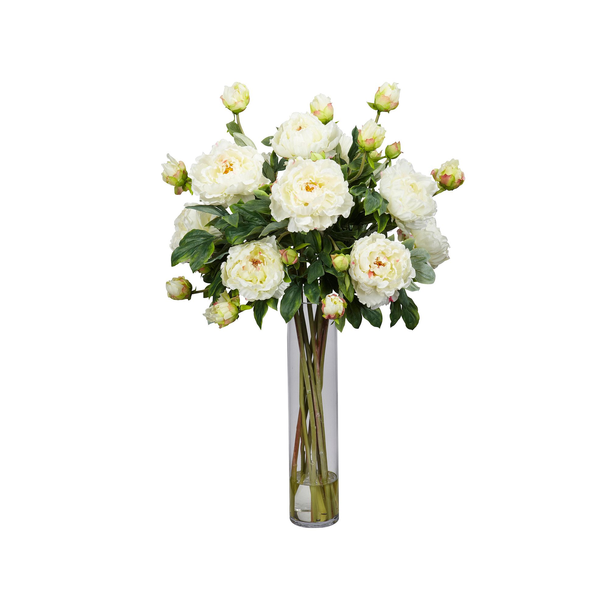 nearly natural Liquid Illusion Silk Peony Floral Arrangement, White