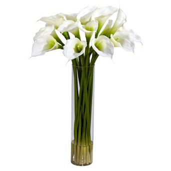 nearly natural Liquid Illusion 27-inch Silk Calla Lily Floral Arrangement