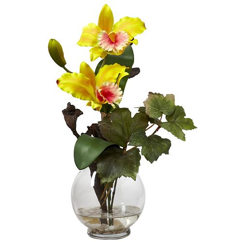 nearly natural Liquid Illusion Silk Cattleya Floral Arrangement